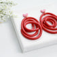 Red Spiral Polymer Clay Earrings with Pink Heart Studs, Handmade, Statement Dangle Earrings, Modern Valentine Jewelry,Polymer Clay Earrings