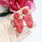 Flower Earrings, Red and Pink Earrings, Polymer Clay Earrings, Floral Earrings Dangle, Spring Earrings, Valentine's gift, Handmade,Statement