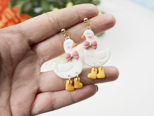 Goose Earrings, Cute Animal Earrings, Goose Earrings Polymer Clay, Statement Earrings, Handmade Earrings, Valentine’s Day Gift, Easter Gift