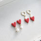 Heart Earrings, Valentine's Day Earrings, Polymer Clay Earrings, Small Clay Earrings, Cute Earrings, Red, Handmade Jewelry, Freshwater Pears