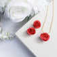 Red Rose Jewelry Set, Polymer Clay Rose Earrings and Necklace, Handmade Floral Jewelry, Romantic Gift for Her,Valentine's SET,Floral Jewelry
