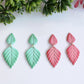 Ombre Leaf Dangle Earrings, Polymer Clay Botanical Statement Earrings, Mint Green & Coral Pink Handmade Lightweight Jewelry Gift for Her