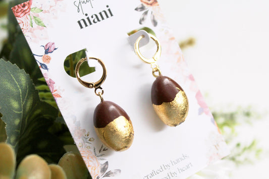 Easter Chocolate Egg Earrings, Polymer Clay Dangle Earrings, Cute Easter Basket Gift, Handmade Spring Jewelry for Her, Easter Egg Earrings