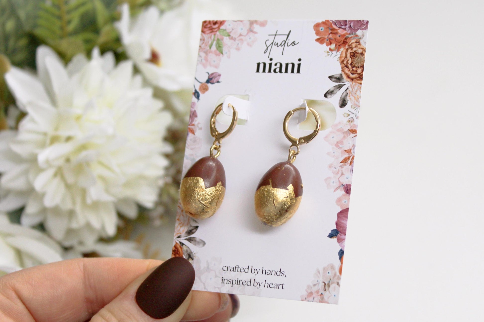 Easter Chocolate Egg Earrings, Polymer Clay Dangle Earrings, Cute Easter Basket Gift, Handmade Spring Jewelry for Her, Easter Egg Earrings