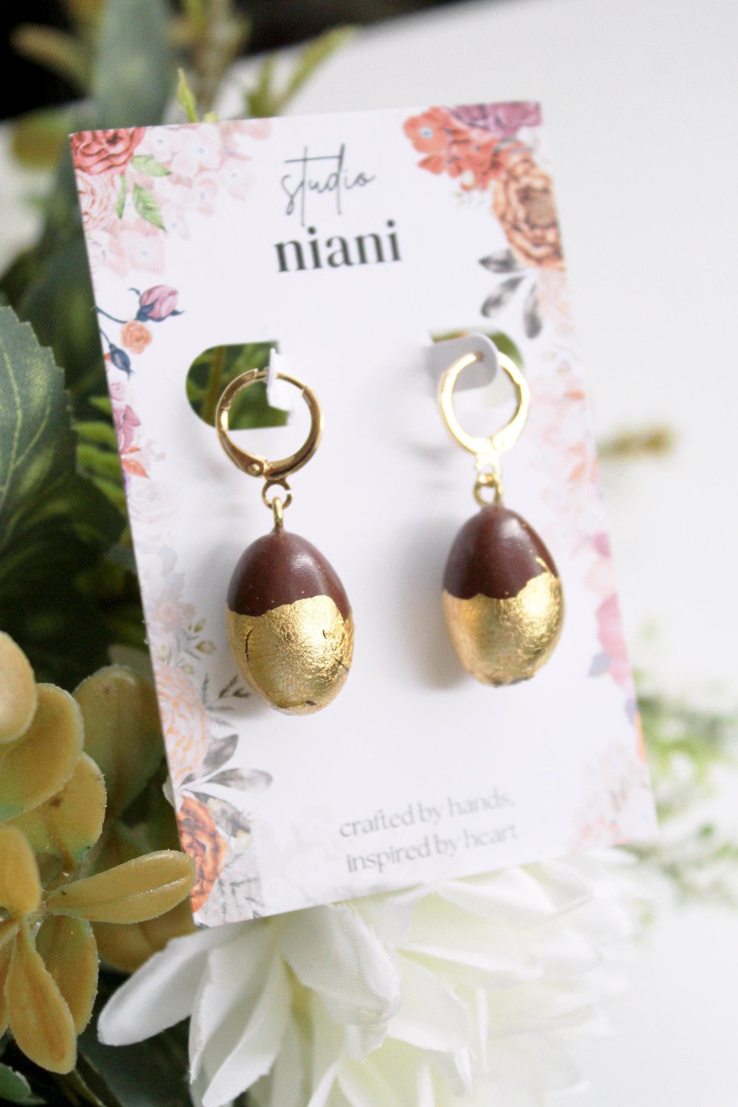Easter Chocolate Egg Earrings, Polymer Clay Dangle Earrings, Cute Easter Basket Gift, Handmade Spring Jewelry for Her, Easter Egg Earrings