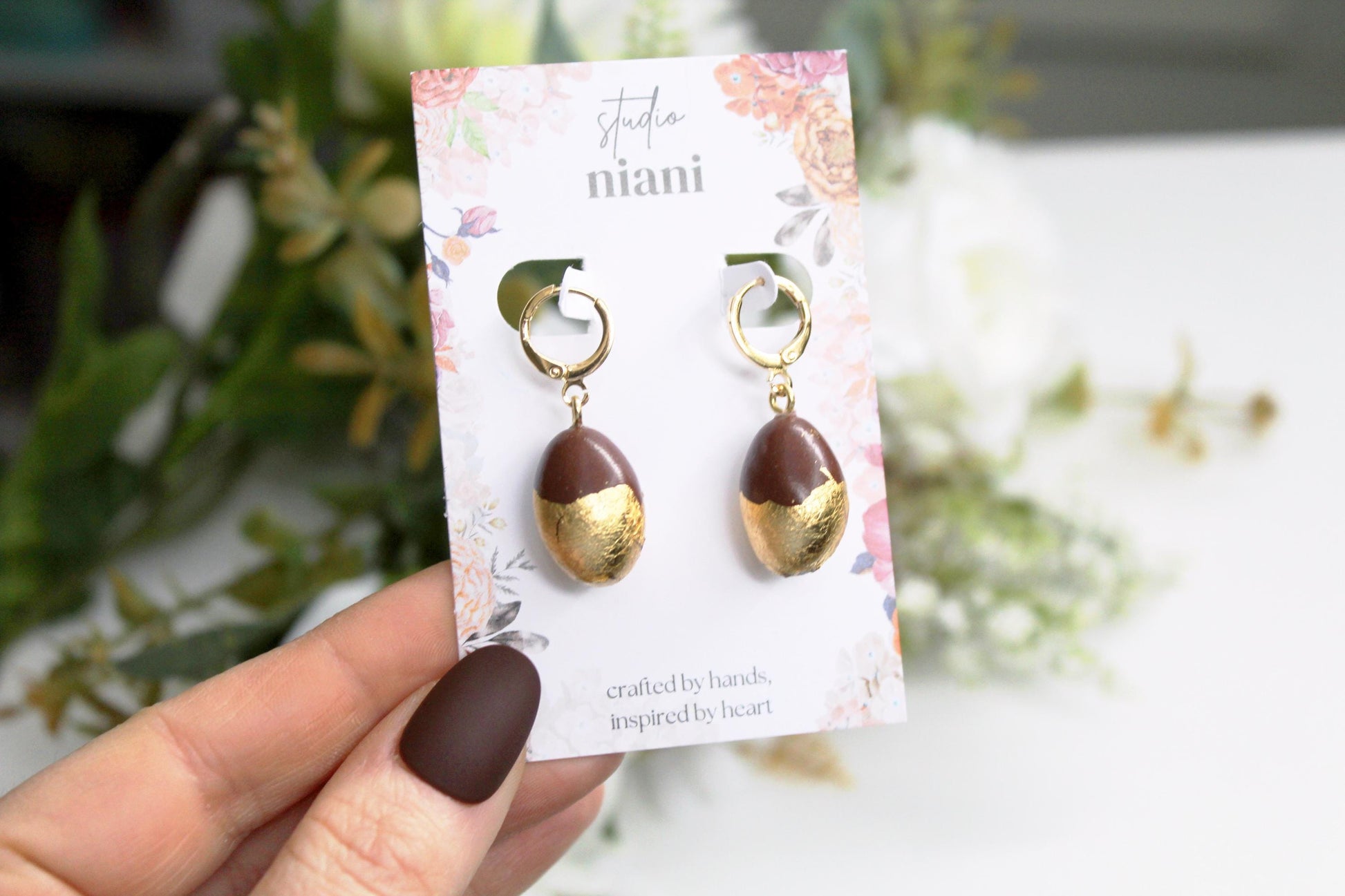 Easter Chocolate Egg Earrings, Polymer Clay Dangle Earrings, Cute Easter Basket Gift, Handmade Spring Jewelry for Her, Easter Egg Earrings