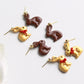 Chocolate Bunny Earrings, Easter Rabbit Polymer Clay Dangle Earrings, Gold & Brown Easter Jewelry, Cute Easter Basket Gift for Her, Handmade