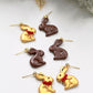Chocolate Bunny Earrings, Easter Rabbit Polymer Clay Dangle Earrings, Gold & Brown Easter Jewelry, Cute Easter Basket Gift for Her, Handmade