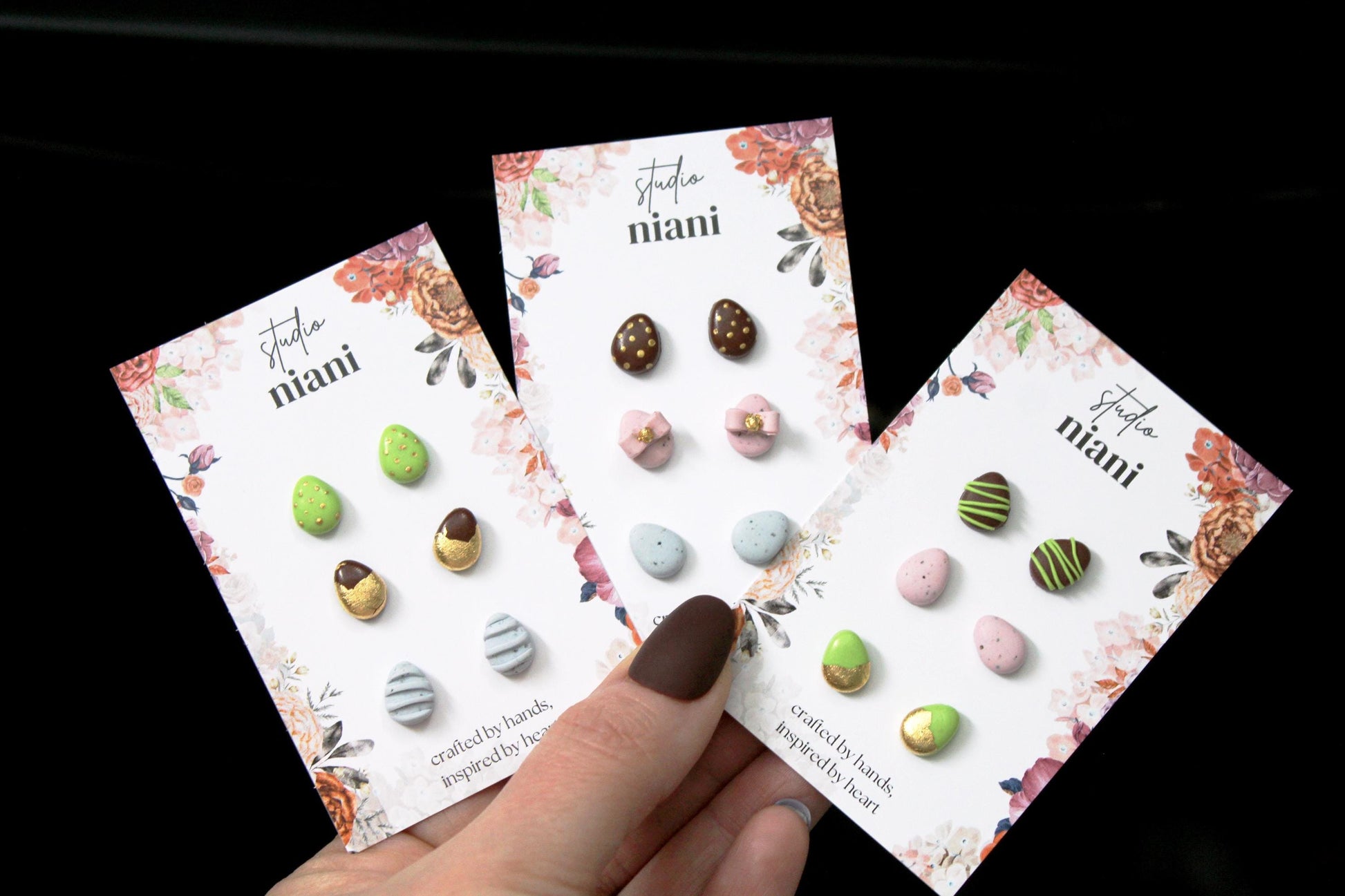 Chocolate Easter Egg Stud Earrings, Tiny Polymer Clay Easter Studs, Tiny Stud Earrings, Polymer Clay Earrings, Mini Easter Earrings,Handmade