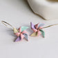 Pastel Pinwheel Hoop Earrings, Hoop Earrings, Spring Earrings, Handmade, 18k gold plated, Colorful Polymer Clay Earrings, Gift for Her,Hoops
