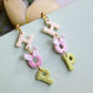 Easter HOP Dangle Earrings, Pastel Polymer Clay Bunny Letter Earrings, Cute Spring Statement Jewelry, Lightweight Handmade Gift for Her