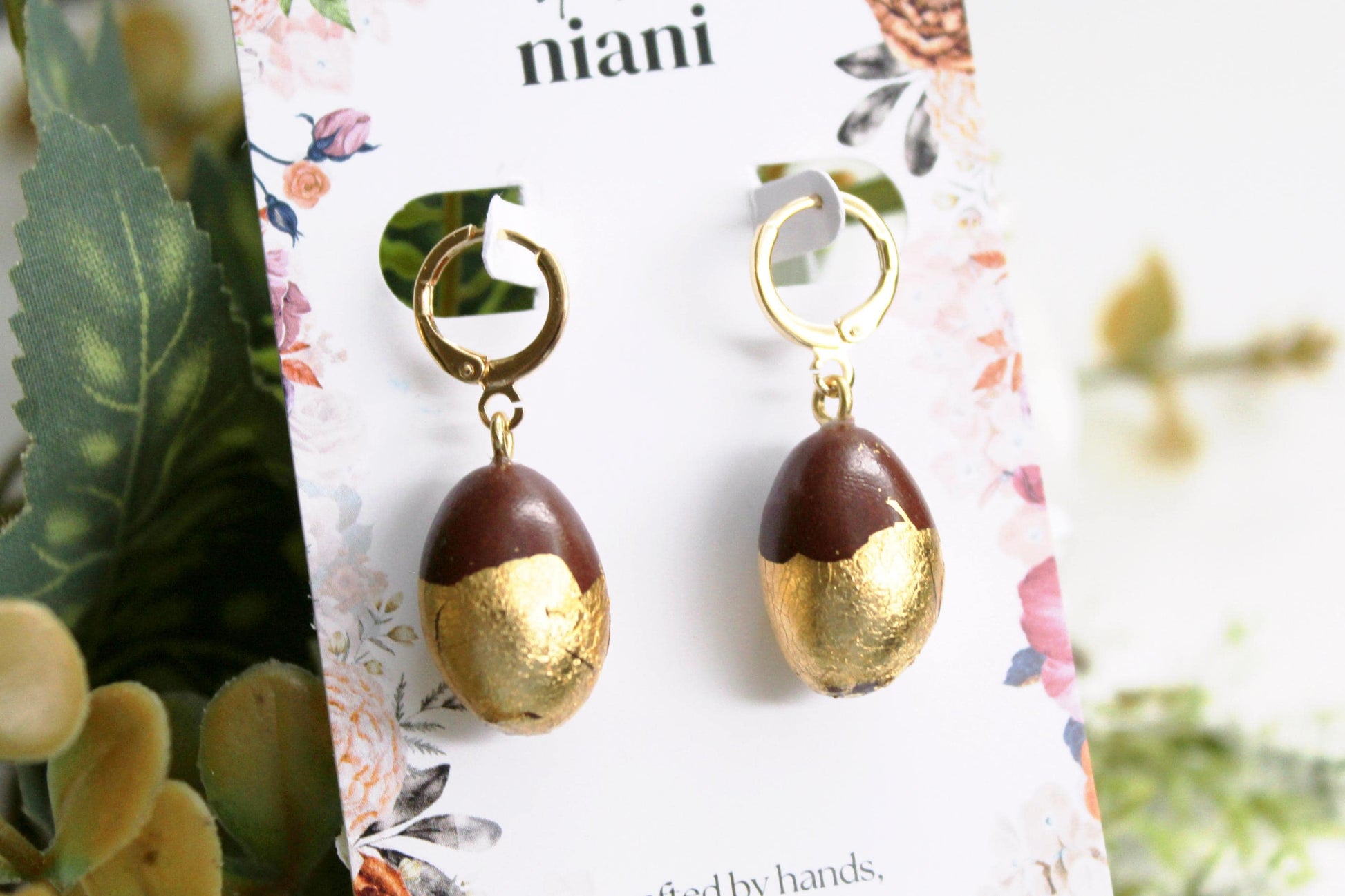 Easter Chocolate Egg Earrings, Polymer Clay Dangle Earrings, Cute Easter Basket Gift, Handmade Spring Jewelry for Her, Easter Egg Earrings