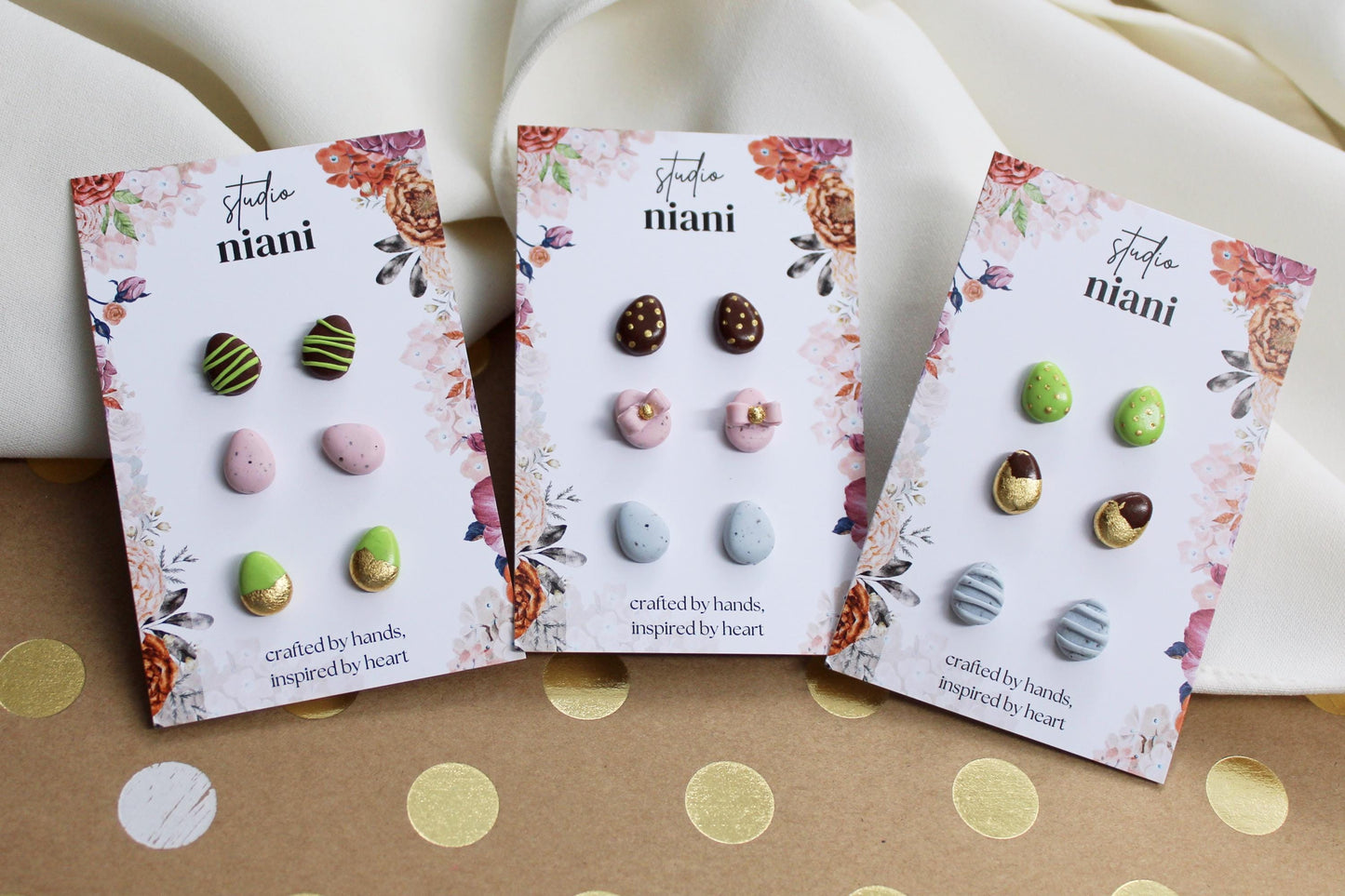 Chocolate Easter Egg Stud Earrings, Tiny Polymer Clay Easter Studs, Tiny Stud Earrings, Polymer Clay Earrings, Mini Easter Earrings,Handmade