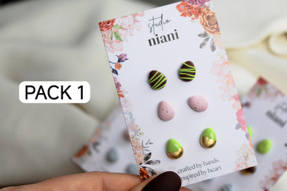 Chocolate Easter Egg Stud Earrings, Tiny Polymer Clay Easter Studs, Tiny Stud Earrings, Polymer Clay Earrings, Mini Easter Earrings,Handmade