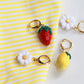 Cute Strawberry Lemon Daisy Earrings, Fruit Charm Earrings, Handmade Polymer Clay Jewelry, Lemon Earrings, Strawberry Earrings, Summer, Gift