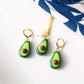 Avocado Earrings, Cute Avocado Earrings and Necklace Set, Fruit Charm Earrings, Handmade Polymer Clay Jewelry, Avocado Jewelry, Summer, Gift