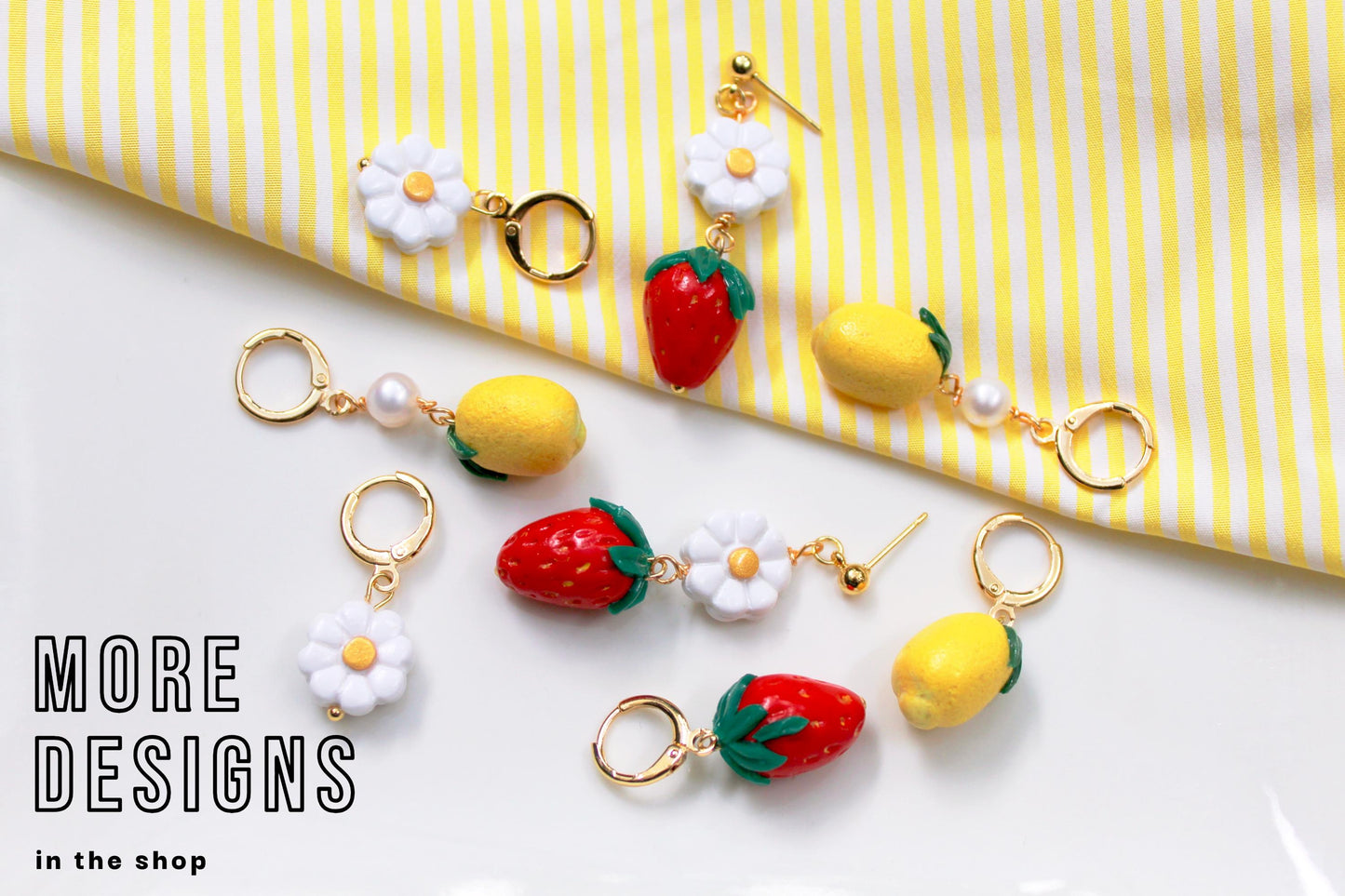 Summer Necklace, Fruit Necklace, Avocado, Strawberry, Lemon, Polymer Clay Necklace, Colorful Necklace ,Handmade,Small Pendant Necklace, Gift