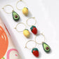 Fruit Hoops, Lemon Strawberry Avocado Hoops, Hoop Earrings, Statement Earrings, Spring Summer Earrings, Polymer Clay Earrings,Miniature food