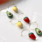 Fruit Hoops, Lemon Strawberry Avocado Hoops, Hoop Earrings, Statement Earrings, Spring Summer Earrings, Polymer Clay Earrings,Miniature food