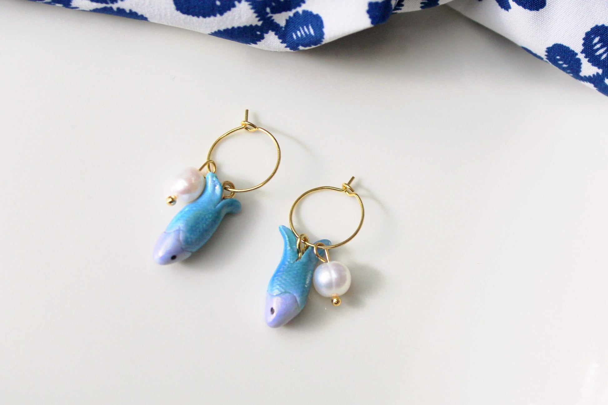 Sardine Hoop Earrings, Summer Earrings, Handmade Polymer Clay Fish Earrings, Minimal Ocean Jewelry, Polymer Clay Food Jewelry, Summer Gift
