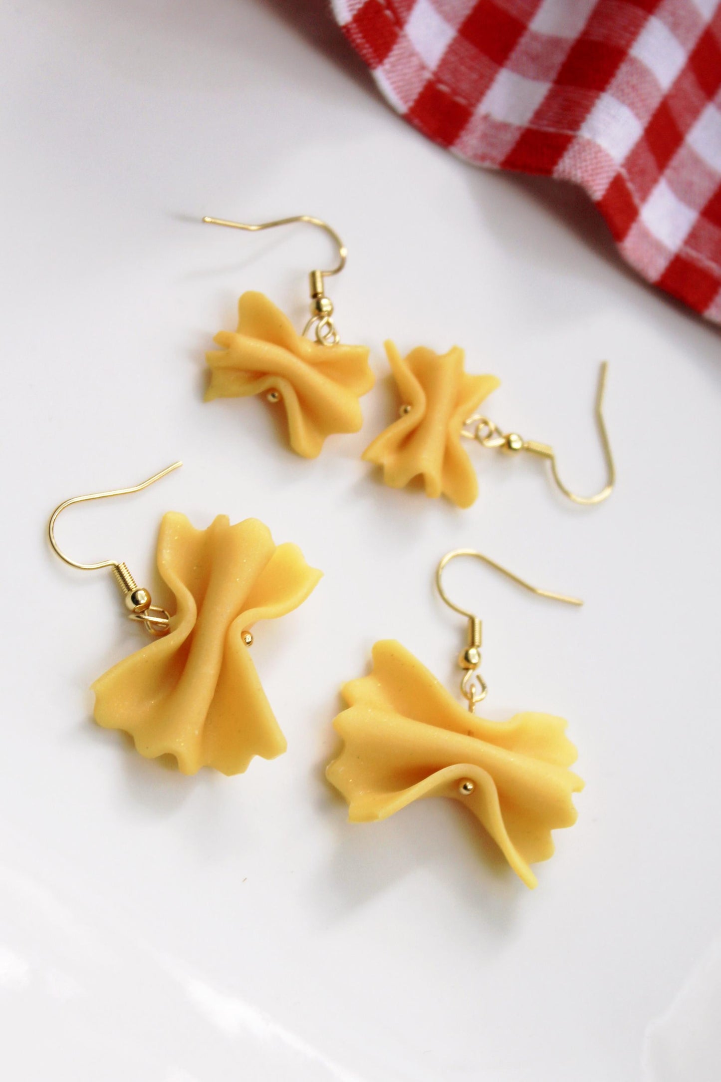 Pasta Earrings, Farfalle Earrings, Farfalle Pasta Earrings, Handmade Polymer Clay Pasta Earrings, Cute Food Jewelry, Polymer Clay Earrings