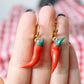 Chilli Pepper Earrings, Chili Pepper Earrings and Necklace Set, Spicy Red Pepper Set, Handmade Polymer Clay Jewelry, Chilli Pepper Necklace