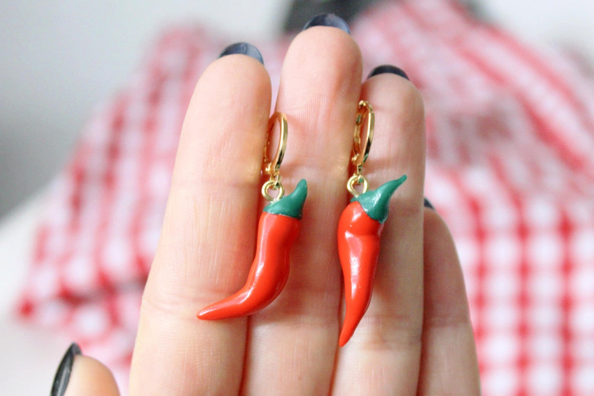 Chilli Pepper Earrings, Chili Pepper Earrings and Necklace Set, Spicy Red Pepper Set, Handmade Polymer Clay Jewelry, Chilli Pepper Necklace