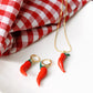 Chilli Pepper Earrings, Chili Pepper Earrings and Necklace Set, Spicy Red Pepper Set, Handmade Polymer Clay Jewelry, Chilli Pepper Necklace