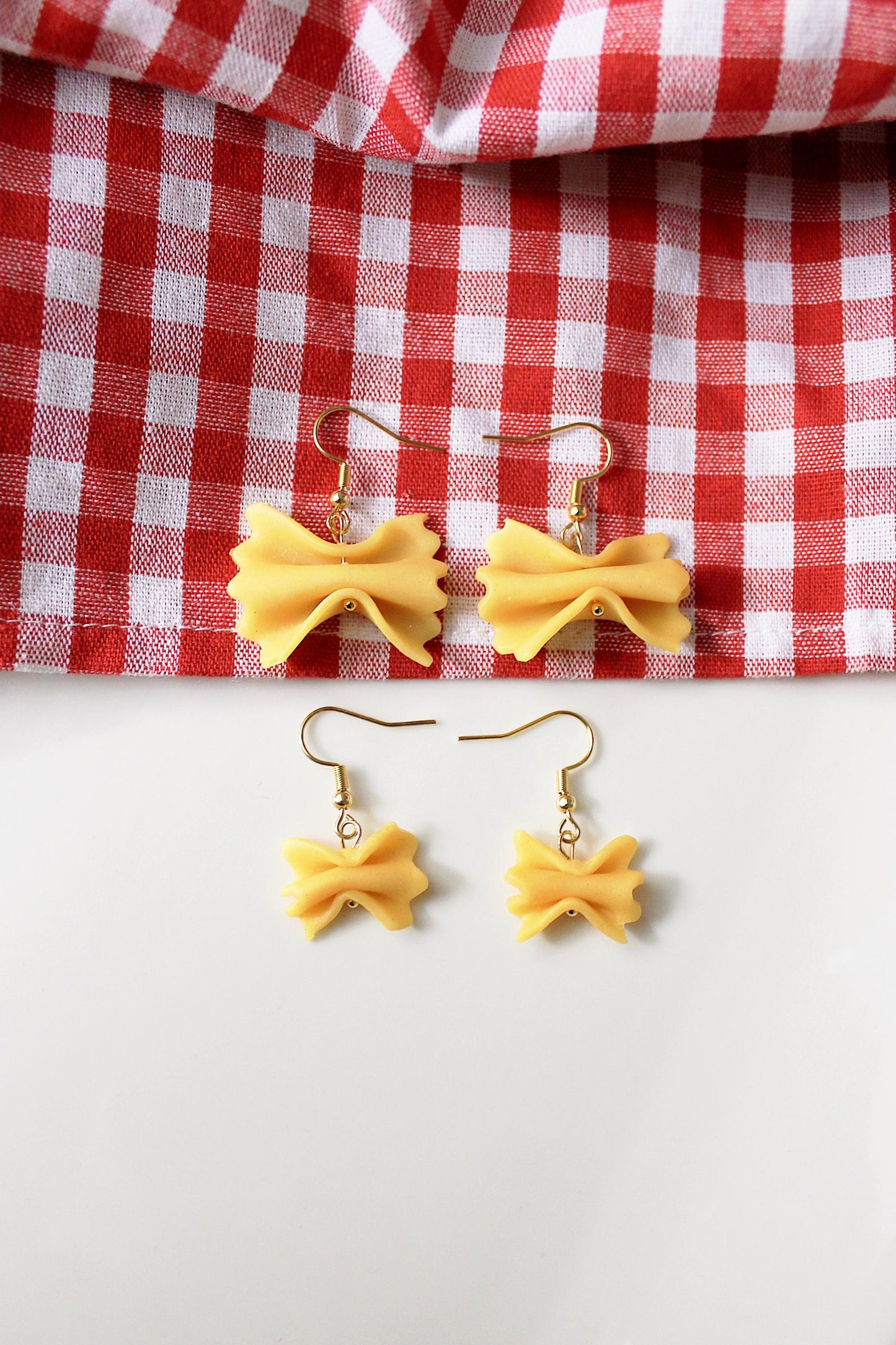 Pasta Earrings, Farfalle Earrings, Farfalle Pasta Earrings, Handmade Polymer Clay Pasta Earrings, Cute Food Jewelry, Polymer Clay Earrings