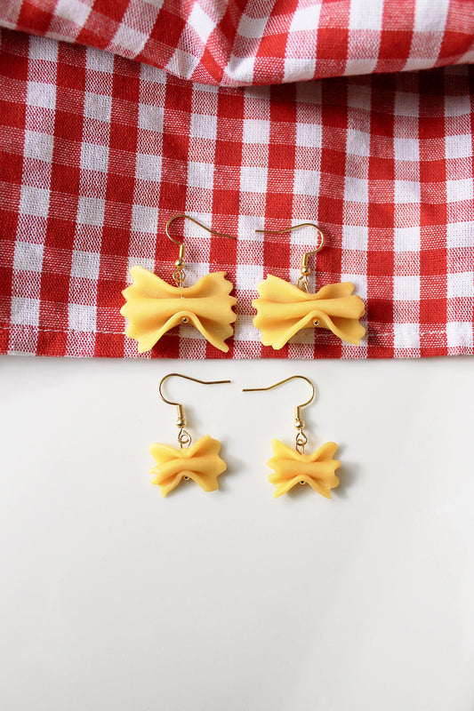 Pasta Earrings, Farfalle Earrings, Farfalle Pasta Earrings, Handmade Polymer Clay Pasta Earrings, Cute Food Jewelry, Polymer Clay Earrings