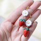 Summer Dangle Earrings, Strawberry Lemon Daisy Earrings, Fruit Charm Earrings, Polymer Clay Jewelry, Pearl, Cottagecore Jewelry, Handmade