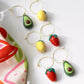 Fruit Hoops, Lemon Strawberry Avocado Hoops, Hoop Earrings, Statement Earrings, Spring Summer Earrings, Polymer Clay Earrings,Miniature food
