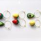 Fruit Hoops, Lemon Strawberry Avocado Hoops, Hoop Earrings, Statement Earrings, Spring Summer Earrings, Polymer Clay Earrings,Miniature food
