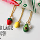 Fruit Hoops, Lemon Strawberry Avocado Hoops, Hoop Earrings, Statement Earrings, Spring Summer Earrings, Polymer Clay Earrings,Miniature food