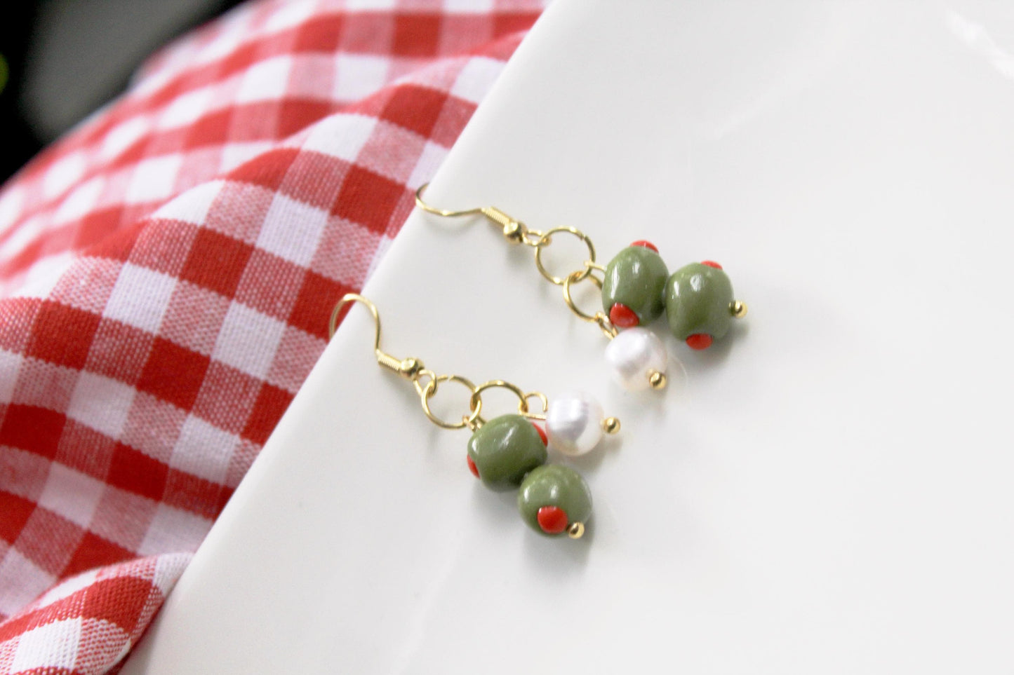 Olive Earrings, Olive Dangle Earrings, Summer Earrings, Food Charm, Polymer Clay Earrings, Handmade, Gift for Her, Polymer Clay Food Jewelry