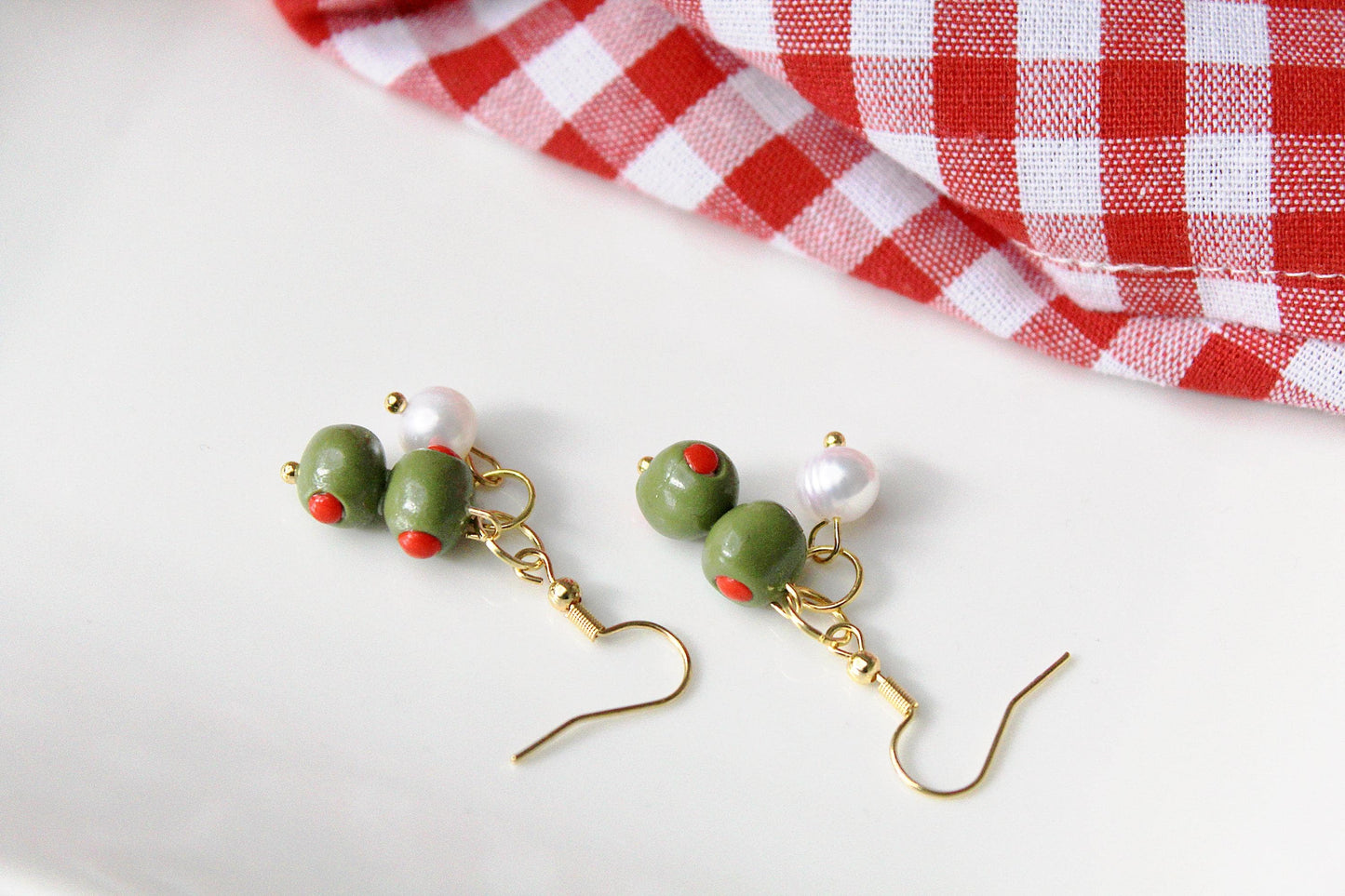 Olive Earrings, Olive Dangle Earrings, Summer Earrings, Food Charm, Polymer Clay Earrings, Handmade, Gift for Her, Polymer Clay Food Jewelry