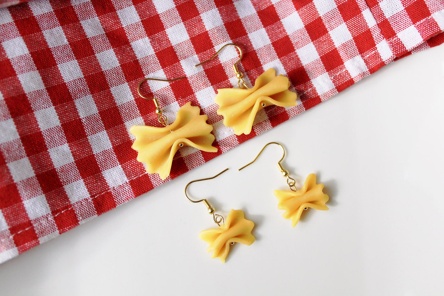 Pasta Earrings, Farfalle Earrings, Farfalle Pasta Earrings, Handmade Polymer Clay Pasta Earrings, Cute Food Jewelry, Polymer Clay Earrings