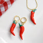 Chilli Pepper Earrings, Chili Pepper Earrings and Necklace Set, Spicy Red Pepper Set, Handmade Polymer Clay Jewelry, Chilli Pepper Necklace