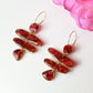 Red Stone Earrings, Polymer Clay Earrings, Handmade Earrings, Statement Earrings, Faux Stone Earrings, Organic, Marble Earrings, Unique,Gift