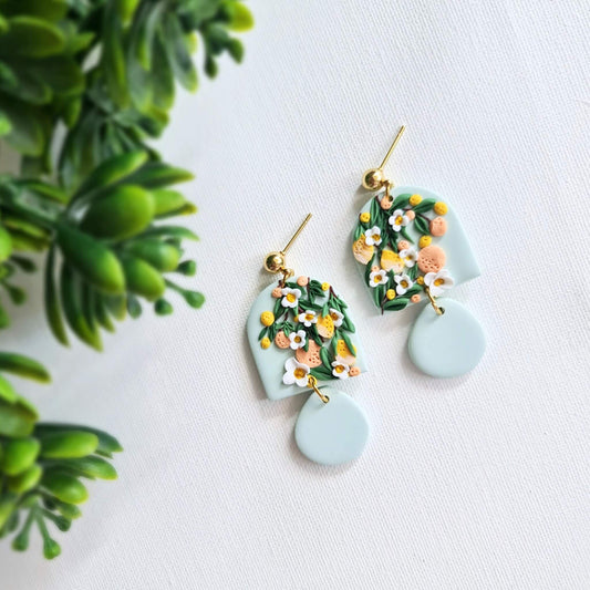 Summer earrings, statement earrings, modern earrings, modern jewelry, polymer clay earrings, lemon earrings