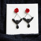 Bat and Roses Earrings, Halloween Earrings, , Polymer Clay Earrings, Gothic Jewelry - Studio Niani
