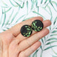 Black Stud Earrings with Green Mosaic, Polymer Clay Stud Earrings, Nature Inspired - Studio Niani