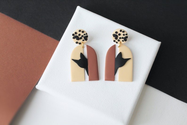 Cat Earrings, Cat Lover Gift, Polymer Clay Earrings - Studio Niani