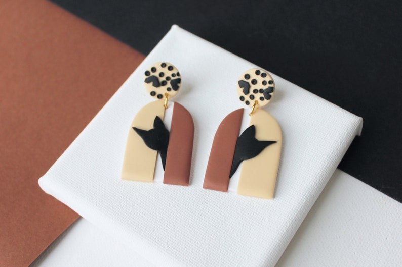 Cat Earrings, Cat Lover Gift, Polymer Clay Earrings - Studio Niani