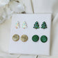 Christmas Tree Earrings, Christmas Stud Earrings, Polymer Clay Earrings, Stud Holiday Pack - Studio Niani