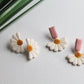 Daisy Earrings, Polymer Clay Floral Earrings, Daisy Statement Earrings - Studio Niani