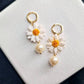 Daisy Earrings with Natural Pearl, Perfect for Spring and Summer, Polymer Clay Floral Earrings - Studio Niani