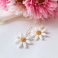 Daisy Hoop Earrings, Polymer Clay Floral Earrings, 18k gold plated hoops - Studio Niani