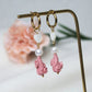 Floral Hoop Earrings, Polymer Clay Earrings, Freshwater Pearls and Shell, 18k Gold Plated Hoops - Studio Niani