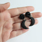 Half Moon Earrings, Polymer Clay Earrings, Black with black glitter - Studio Niani